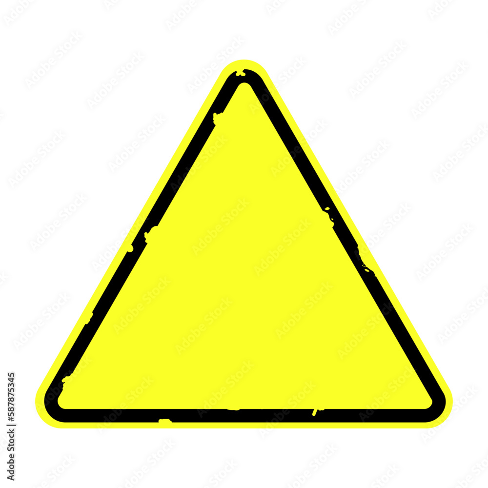 Isolated black textured, wear out, old, grunge, rusted black yellow triangle sign label, for hazard, attention, danger, alert sign with empty of copy space area Isolated black textured, wear out, old, grunge, rusted black yellow triangle sign label, for hazard, attention, danger, alert sign with empty of copy space area