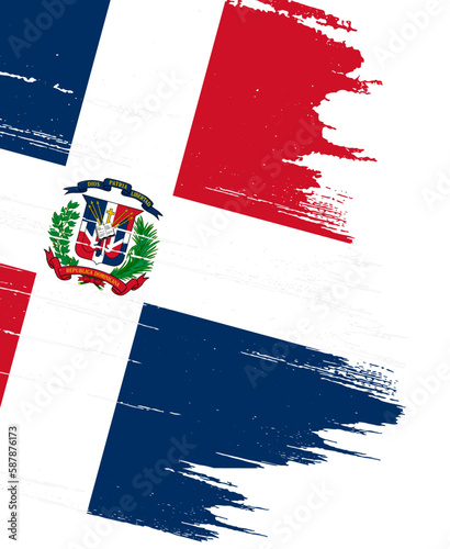 Dominican Republic flag with brush paint textured isolated  on png background