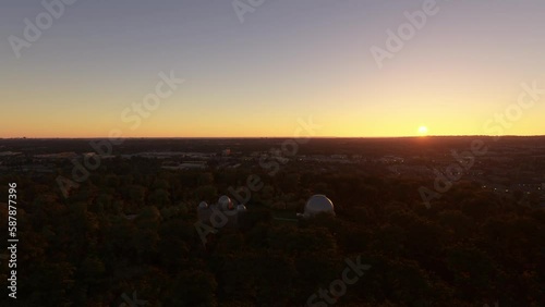 Circular Aerial View at Sunset of the David Dunlap Observatory in Richmond Hill; Ontario. Canada photo