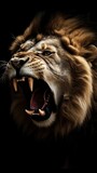 Wildlife, angry LION. Generative ai