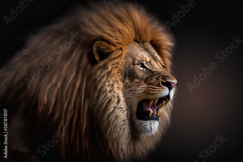 Wildlife  angry LION. Generative ai