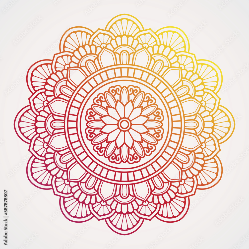 Εκτύπωση καμβά mandala dome ornament combination of flowers and gradation colors