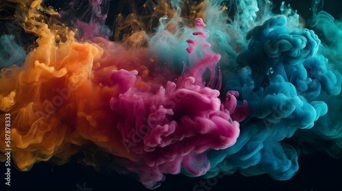A vibrant and abstract image of plumes of colorful smoke. AI Generated © Photo Designer 4k
