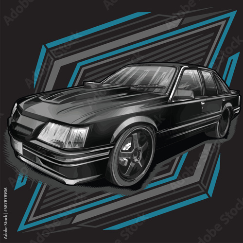 black drag race illustration isolated in black background for poster, t-shirt, graphic design, business element, and card