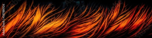 Fire Beautiful Palm Fronds Texture Background. Generative AI