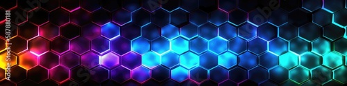 Luminescence Hexagon Pattern Texture Background. Generative AI