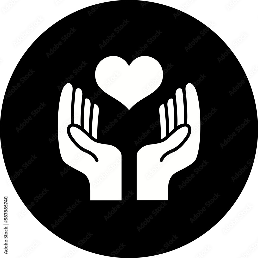 Hand With Heart Glyph Inverted Icon Hand With Heart Glyph Inverted Icon