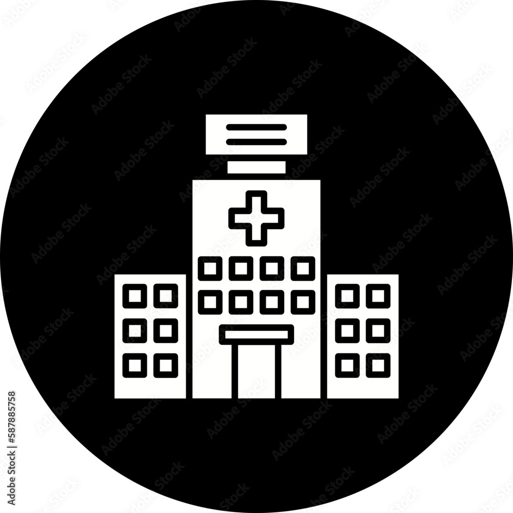 Hospital Building Glyph Inverted Icon Hospital Building Glyph Inverted Icon