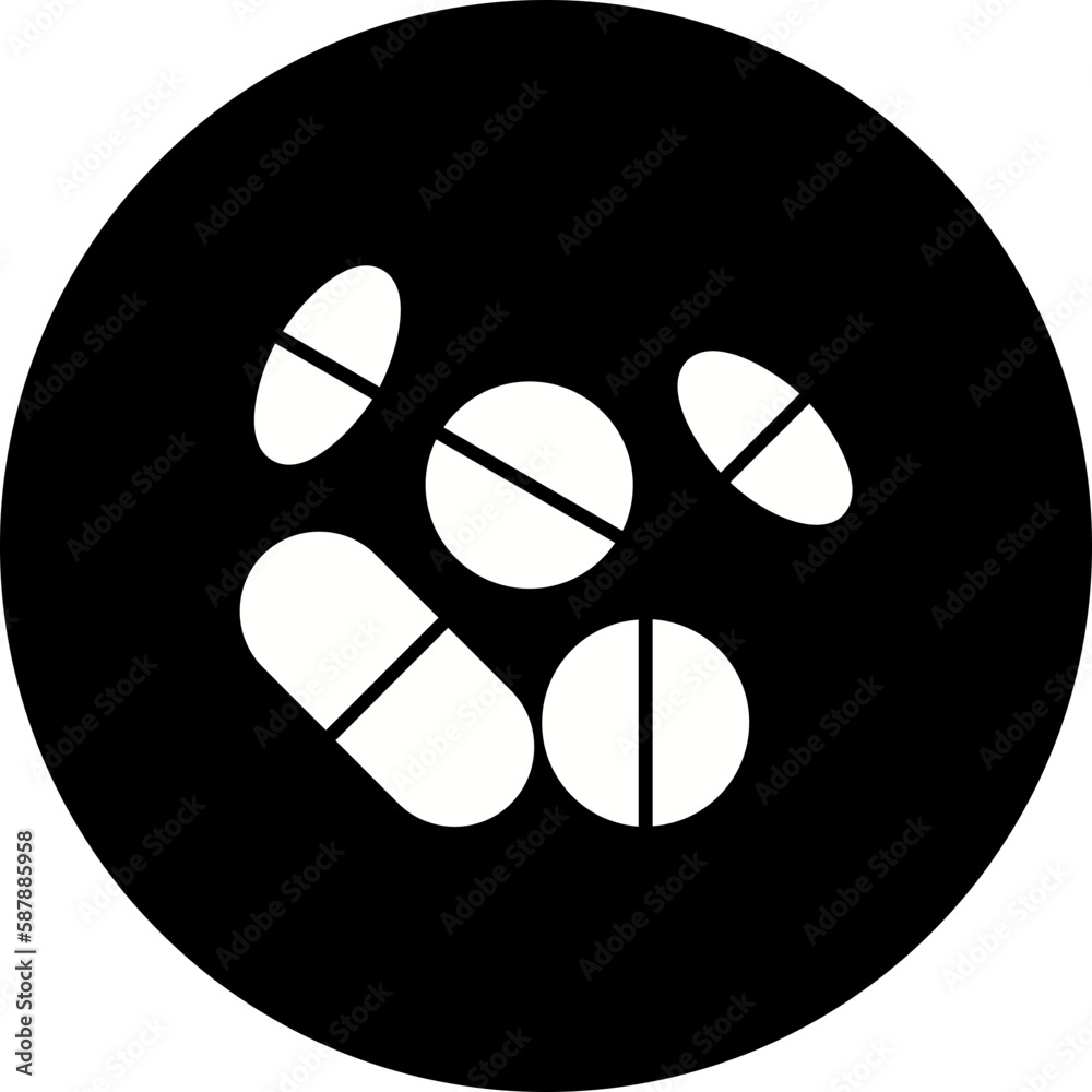 Fototapeta premium Pills Glyph Inverted Icon