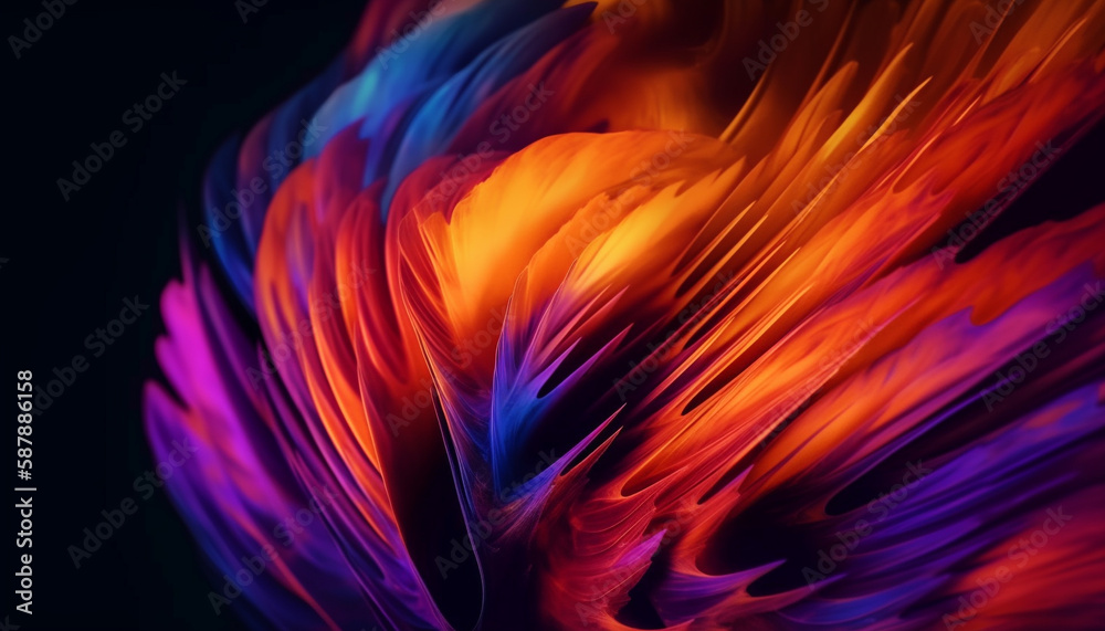 Multi colored fractal depicts futuristic animal in motion generated by AI