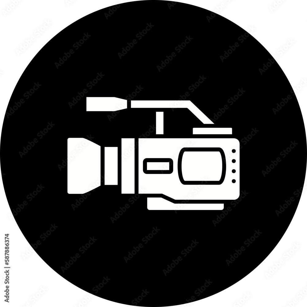 Video Camera Glyph Inverted Icon