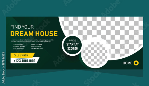 Template real estate design for facebook cover or web banner