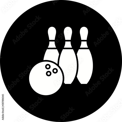 Bowling Glyph Inverted Icon