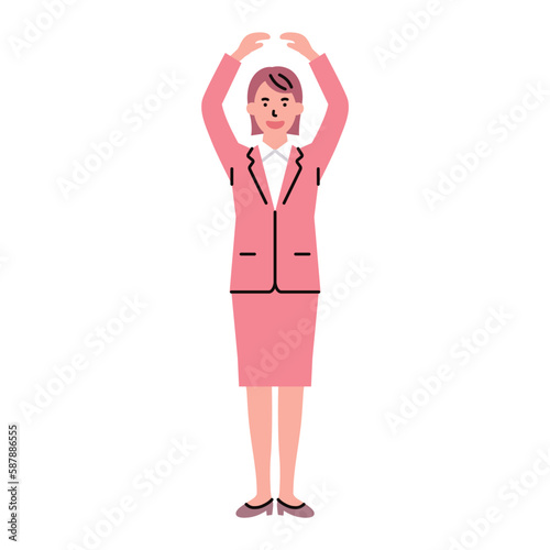 人物_ビジネス03_女性_全身_手でマルを作る