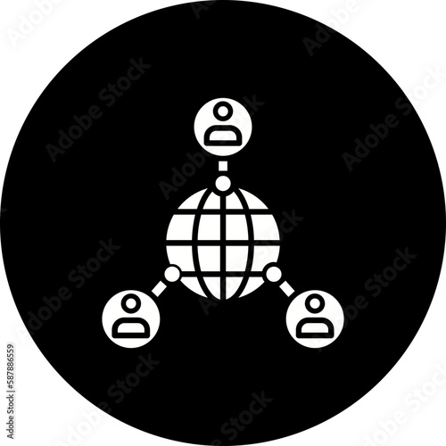 Global Network Glyph Inverted Icon photo