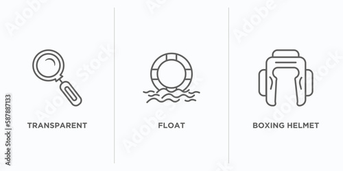security outline icons set. thin line icons such as transparent, float, boxing helmet vector. linear icon sheet can be used web and mobile