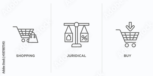 real estate outline icons set. thin line icons such as shopping, juridical, buy vector. linear icon sheet can be used web and mobile
