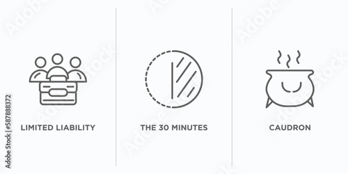other outline icons set. thin line icons such as limited liability, the 30 minutes, caudron vector. linear icon sheet can be used web and mobile
