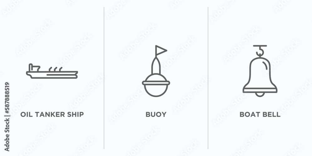 nautical outline icons set. thin line icons such as oil tanker ship ...