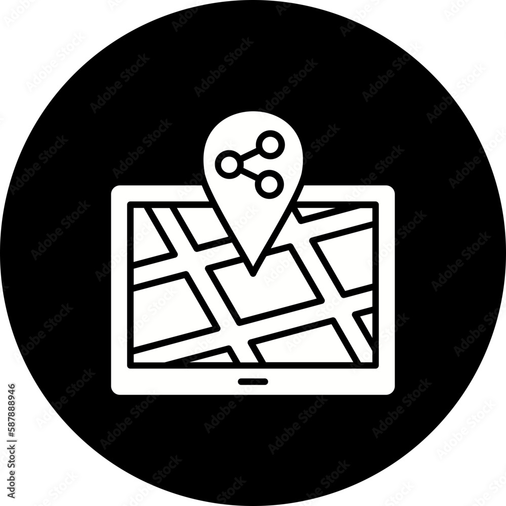 Share Location Glyph Inverted Icon Share Location Glyph Inverted Icon