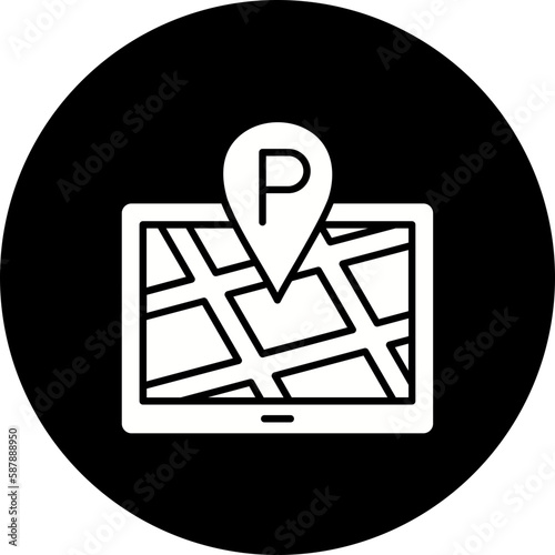 Parking Location Glyph Inverted Icon