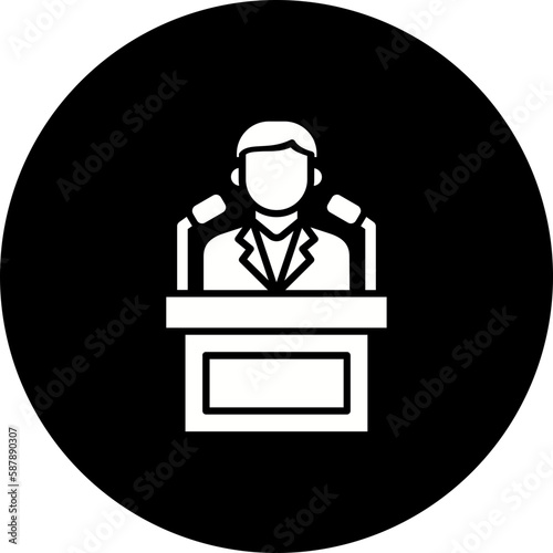 Politician Glyph Inverted Icon