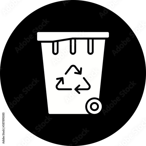 Recycling Bin Glyph Inverted Icon