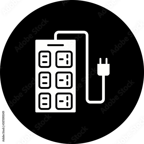 Extension Cord Glyph Inverted Icon