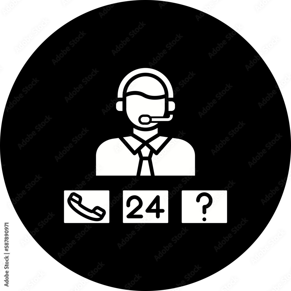 Call Center Glyph Inverted Icon Call Center Glyph Inverted Icon