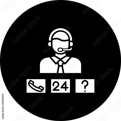 Call Center Glyph Inverted Icon