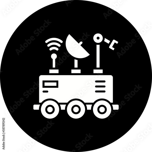 Mars Rover Glyph Inverted Icon