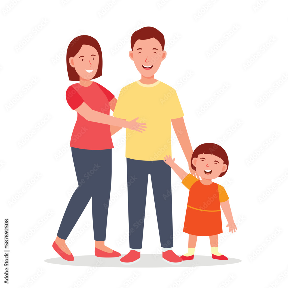 Happy family day cartoon vector illustration