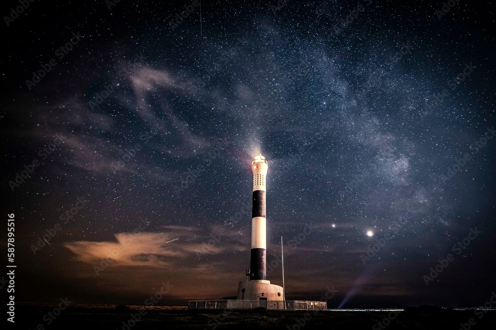 Dungeness Lighthouse at night