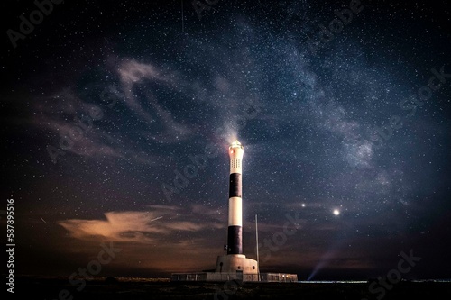 Dungeness Lighthouse at night