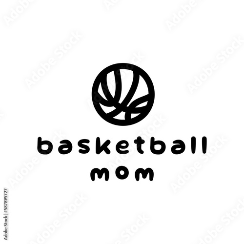 Basketball Mom Mummy Sport Swish Coach Training Illustration Icon Fun Cute Playful Motivation Black On Clear Background