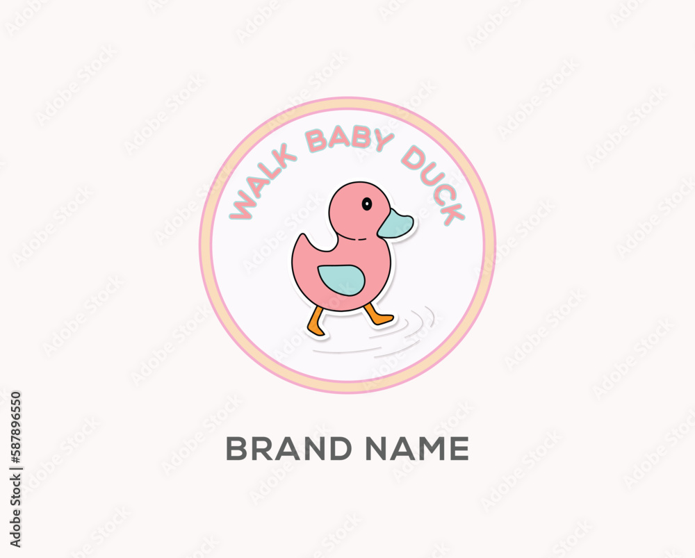 walking baby duck logo design vector template walking baby duck logo design vector template