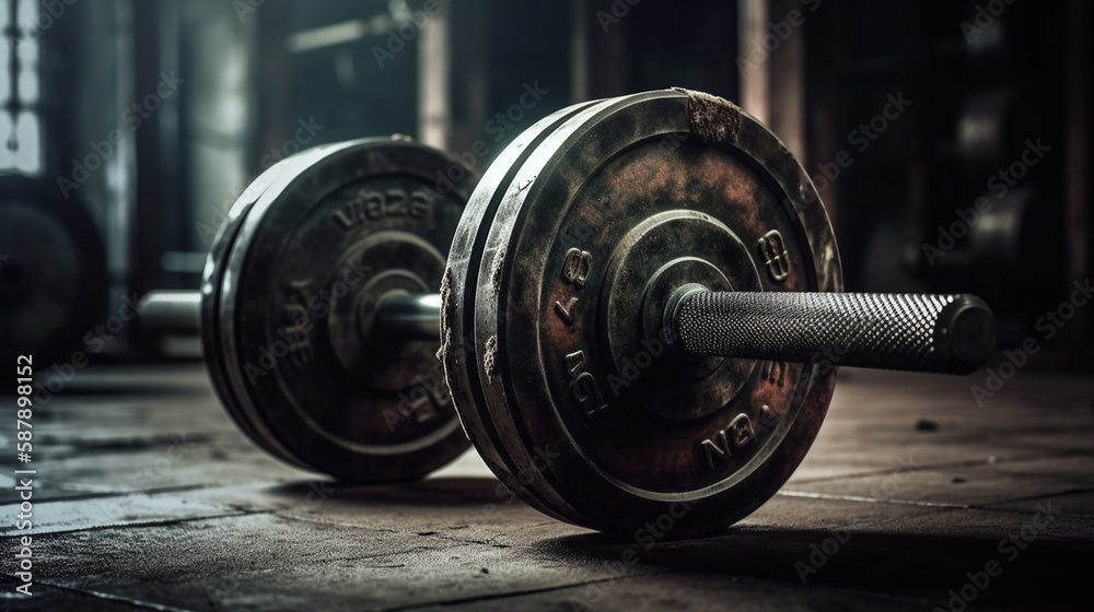 Barbell for fitness training in the gym Generated AI