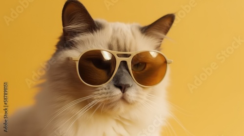 The cat's striking eyes and expressive face are in sharp focus, while the sunglasses add a fun and trendy touch to the image. This photo is perfect for any cat lover who wants to add a bit of sass and © Blinix Solutions
