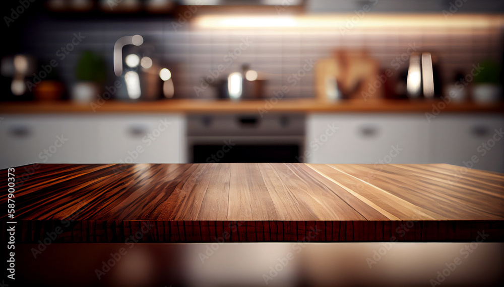 Rustic Farmhouse Kitchen - Empty Wooden Table with Out-of-Focus Lights Bokeh (Generative AI) Rustic Farmhouse Kitchen - Empty Wooden Table with Out-of-Focus Lights Bokeh (Generative AI)