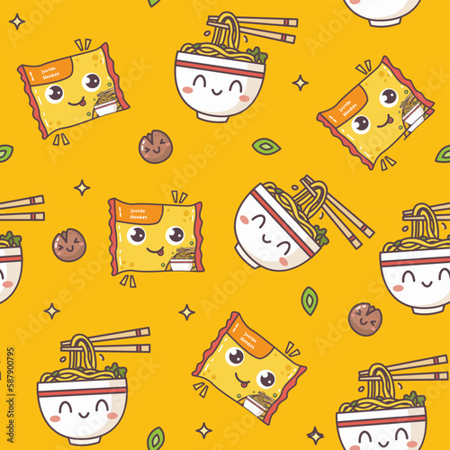 instant noodles seamless pattern background