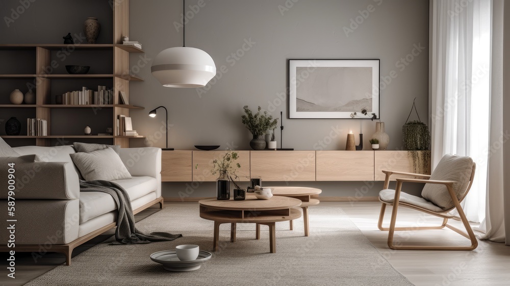 This image features a stunning living room with a modern industrial ...