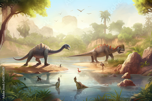 dinosaurs at watering hole © justagirl