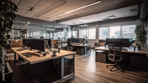 This image showcases an innovative office space that utilizes the latest advancements in ergonomics and generative AI to provide maximum comfort and productivity for employees © Blinix Solutions