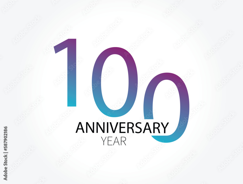 100th anniversary design with simple line blue color isolated on white background for celebration. 100th anniversary design with simple line blue color isolated on white background for celebration.