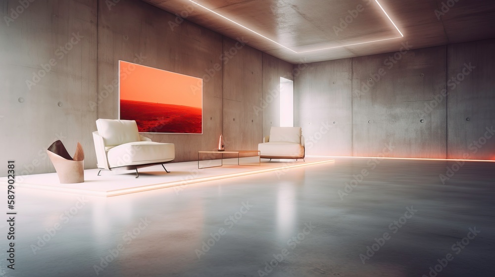 Fototapeta premium illuminated interior design wallpaper, industrial art background.