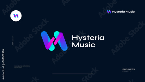 Abstract Initial Letter H and M Logo Design with Colorful Blend Gradient Style. HM or MH Letter Logo Suitable for Business and Technology Logo