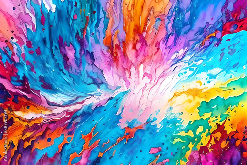 Water color or oil painting fine art illustration of abstract splash flame fire spray brush dropping artistic print digital art. Generative AI.