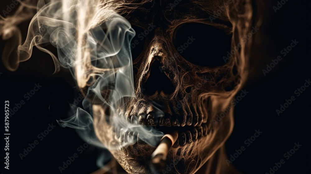 ghost face in cigarette smoke Generated AI ghost face in cigarette smoke Generated AI