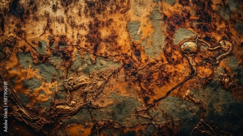 metal old grunge copper bronze rusty texture, Generated AI