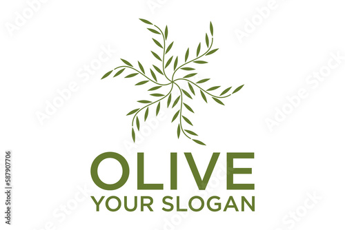 Fototapeta Naklejka Na Ścianę i Meble -  creative leaf and olive oil logo design icon